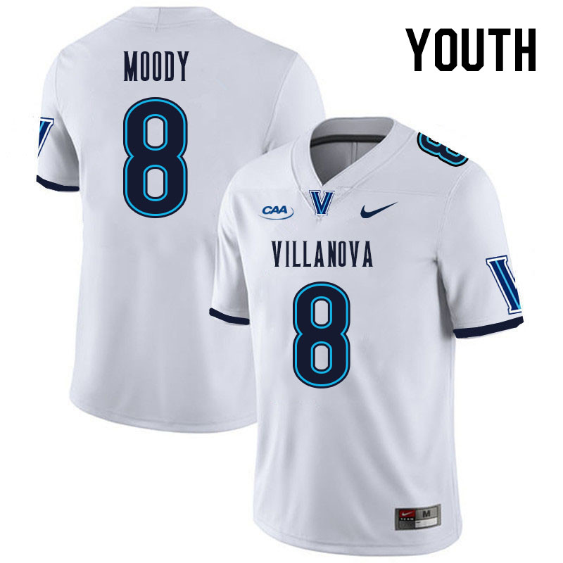 Youth #8 Kaleb Moody Villanova Wildcats College Football Jerseys Stitched Sale-White